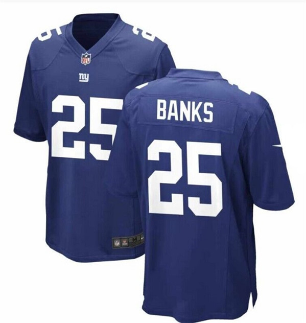 Men's New York Giants #25 Deonte Banks Rush Blue Stitched Game Jersey